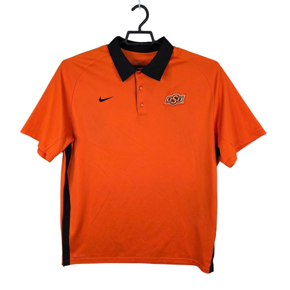 Mens Nike Dri Fit Orange & Black OSU Polo Shirt Short Sleeve Oklahoma State XL